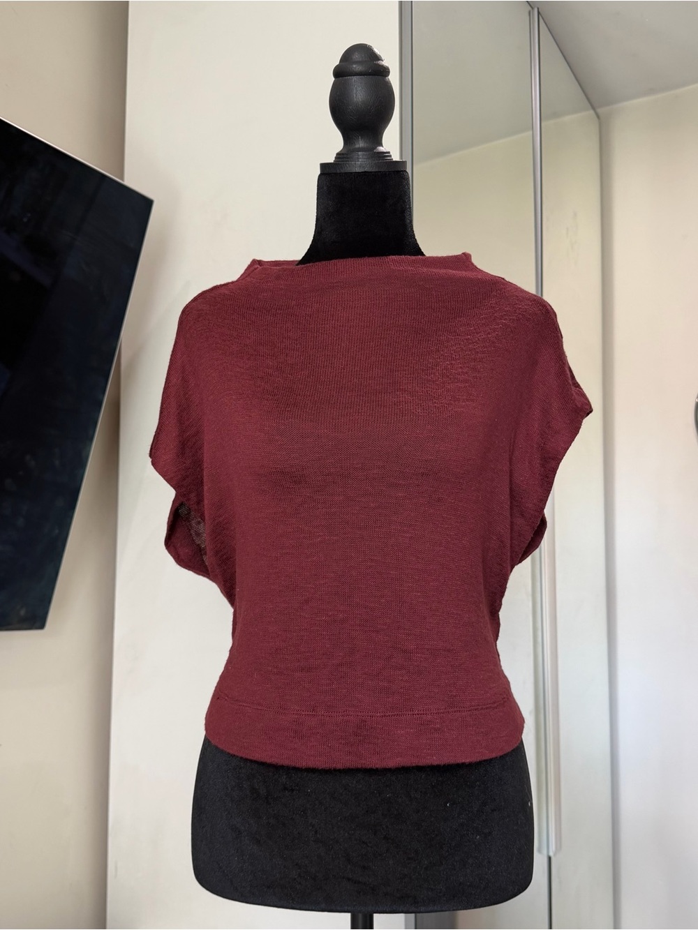 Anthropologie Burgundy Dolman Sleeve Lightweight Knit Top